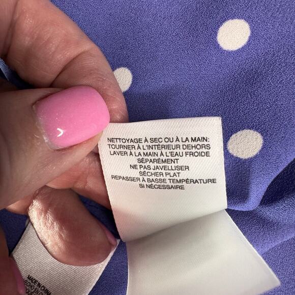 Anne Klein Women's Polka Dot Chiffon Button-Up Blouse Purple Size M - Picture 6 of 13